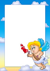 Image showing Valentine frame with happy Cupid 1