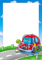 Image showing Frame with cartoon car wash