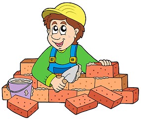 Image showing Happy bricklayer