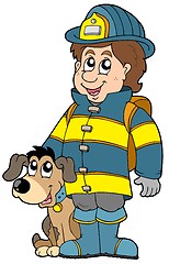 Image showing Firefighter with dog