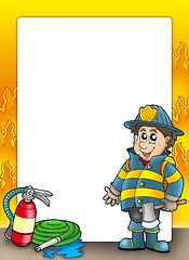 Image showing Fire protection frame with fireman