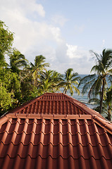 Image showing detail roof construction corn island nicaragua
