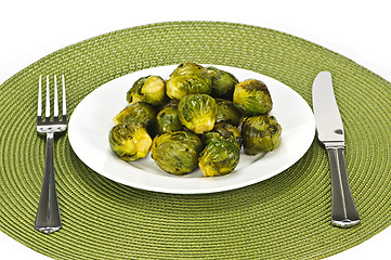 Image showing Plate of brussels sprouts