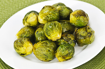 Image showing Plate of brussels sprouts