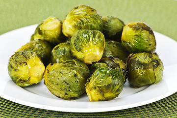 Image showing Plate of brussels sprouts