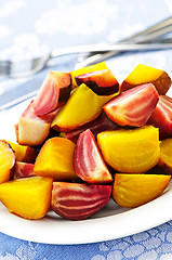 Image showing Roasted red and golden beets
