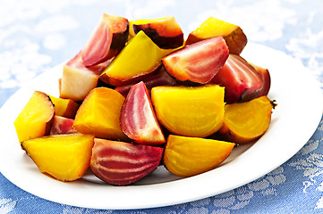 Image showing Roasted red and golden beets