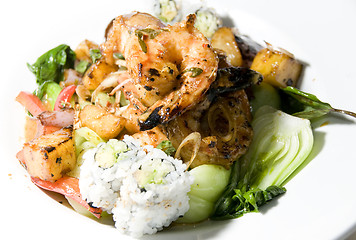 Image showing grilled lemon grass shrimp thai food