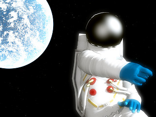 Image showing Spaceman With Alien Planet