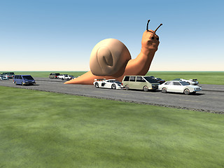 Image showing Monster Snail On The Road