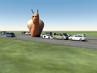 Image showing Monster Snail On The Road