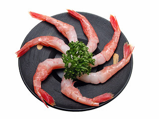 Image showing Shrimp on a wooden plate-clipping path