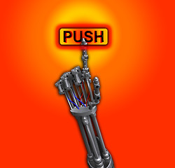 Image showing Robot Hand Pushing Button