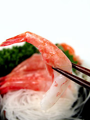 Image showing Shrimp in chopsticks