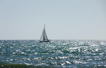 Image showing Sail Boat In Sea On Brighton Coast