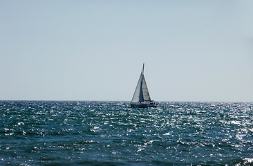 Image showing Sail Boat In Sea On Brighton Coast