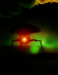 Image showing Alien Tripod Against Abstract Clouds