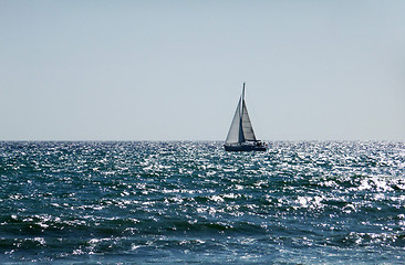 Image showing Sail Boat In Sea On Brighton Coast