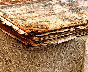 Image showing old book and lace