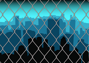 Image showing city behind fence