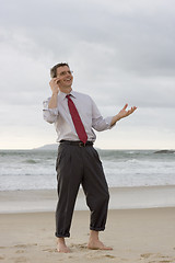 Image showing Businessman talking on cell phone 