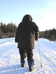 Image showing Overweight disabled woman