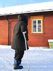 Image showing Overweight disabled woman