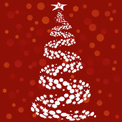 Image showing Abstract Christmas tree on red background