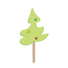 Image showing Christmas tree candy on a wooden stick