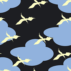 Image showing Birds and clouds pattern illustration