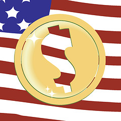 Image showing Dollar golden emblem