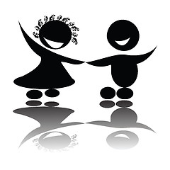 Image showing Children holding hands,isolated vector silhouettes