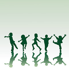 Image showing Five children silhouettes