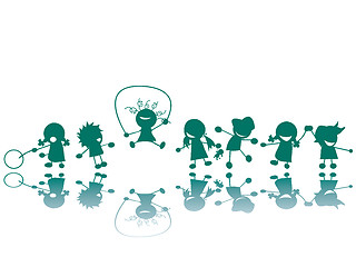 Image showing Children at the playground silhouettes