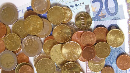 Image showing Euro coins and notes