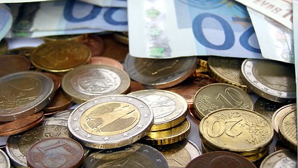 Image showing Euro coins and notes