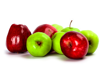 Image showing heap of green and red apples