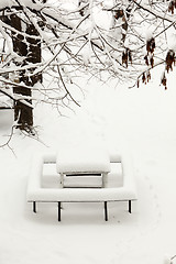 Image showing Little  table covered with powder snow