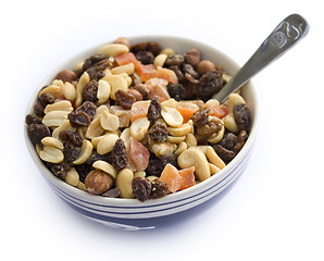 Image showing Fruits and nuts for breakfast