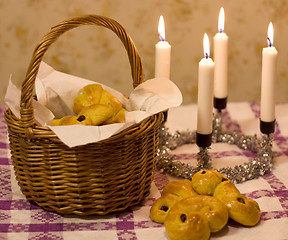 Image showing Saffron buns in a basket
