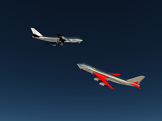 Image showing Two Planes In The Sky 