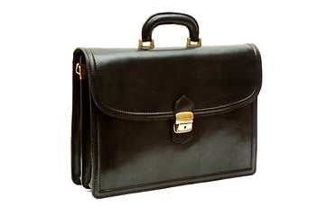 Image showing Black leather briefcase