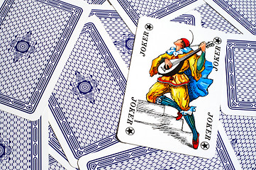 Image showing Playing cards with a joker