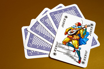 Image showing Playing cards with a joker