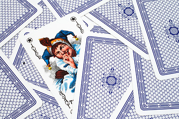 Image showing Playing cards with a joker