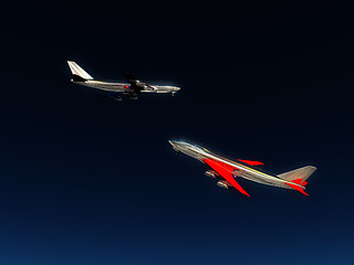 Image showing Two Planes In The Sky 