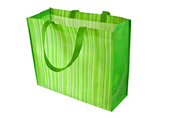 Image showing Empty green reusable shopping bag