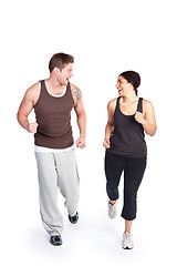 Image showing Exercise woman with trainer