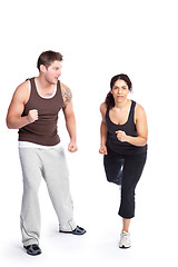 Image showing Exercise woman with trainer