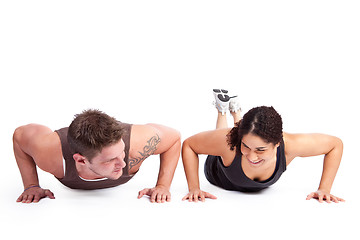 Image showing Exercise woman with trainer